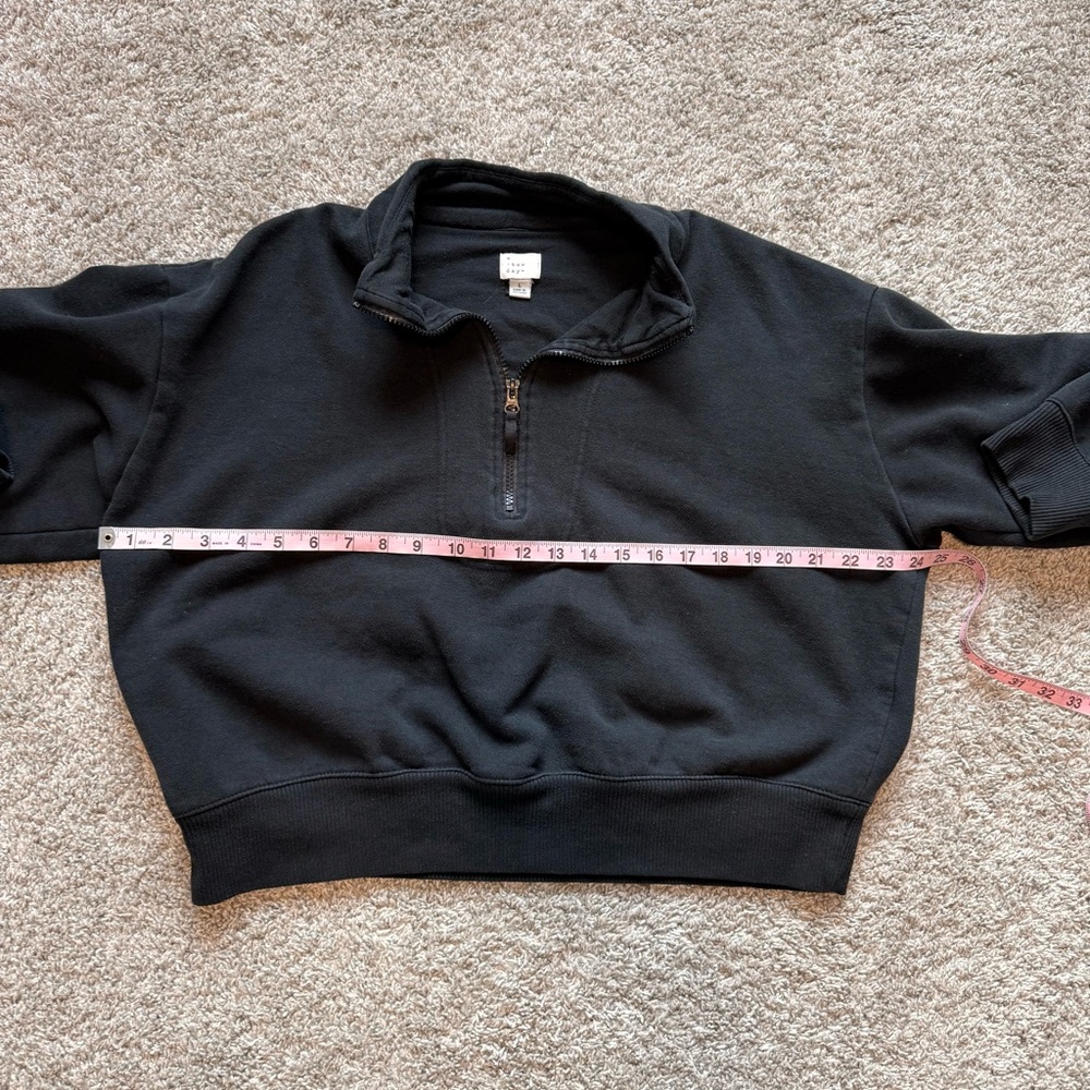 A New Day Black Half-Zip Pullover Cropped Size Large - Picture 4 of 5